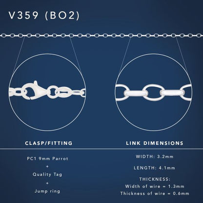 Sterling Silver Medium Weight Oval Belcher Chain